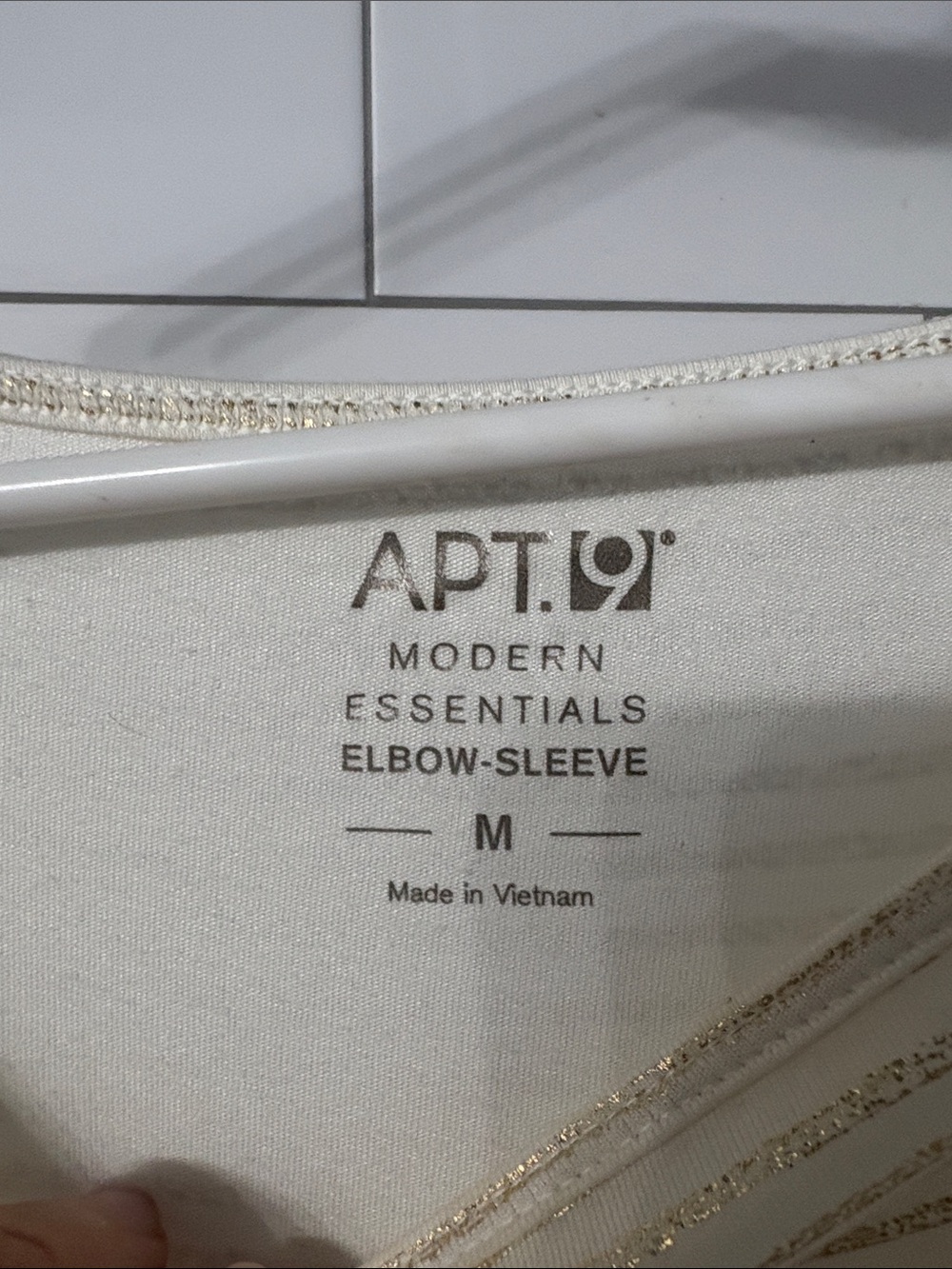 Apt. 9 Cream Tee with Metallic Gold Stripes - Picture 2 of 4